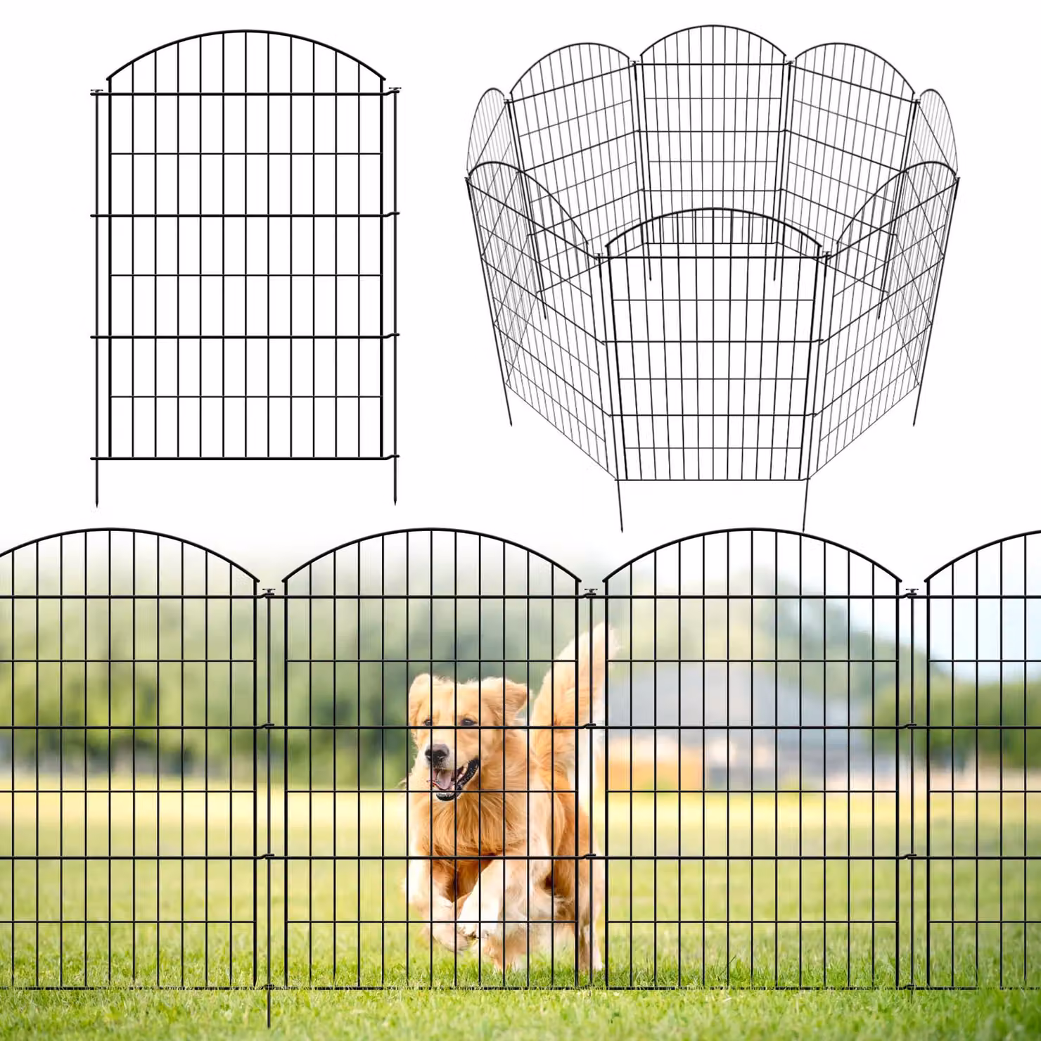 Recinzione da giardino in metallo, decorativa, alta 101 cm, lunga 3,5 metri, ideale per delimitare il giardino