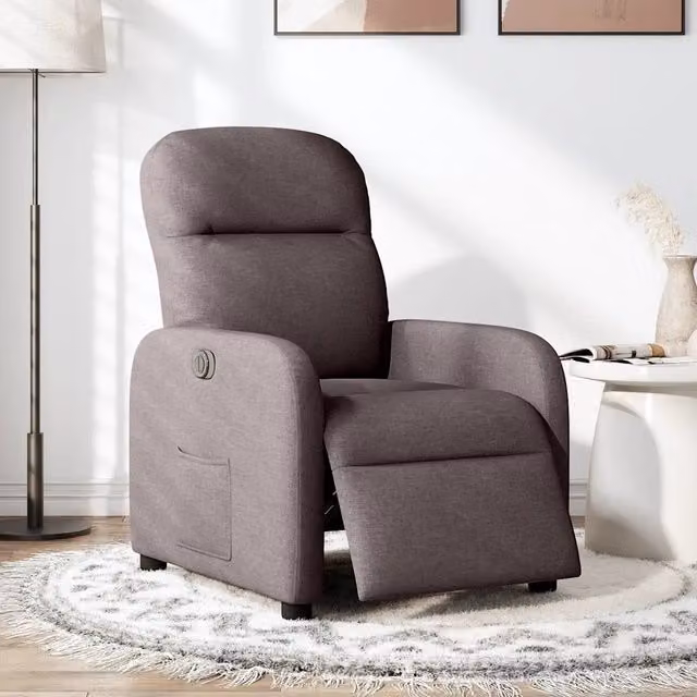 Poltrona Elettrica Reclinabile Marrone Scuro in Tessuto 3302957