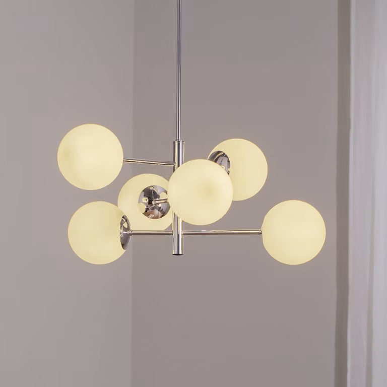 Lampada a sospensione in vetro Aurora Domiluce, dimmerabile, Cromo / Argento, Soggiorno / Sala da pranzo, Vetro, Lampada a sospensione