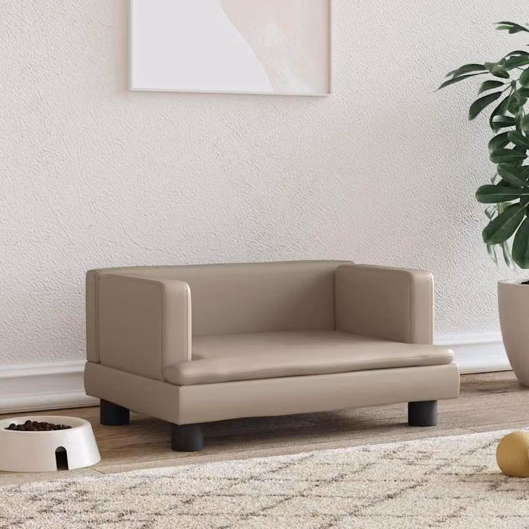 vidaXL Lettino per Cani Moderno in Similpelle Beige e Marrone L/P/H: 60 x 40 x 30 cm