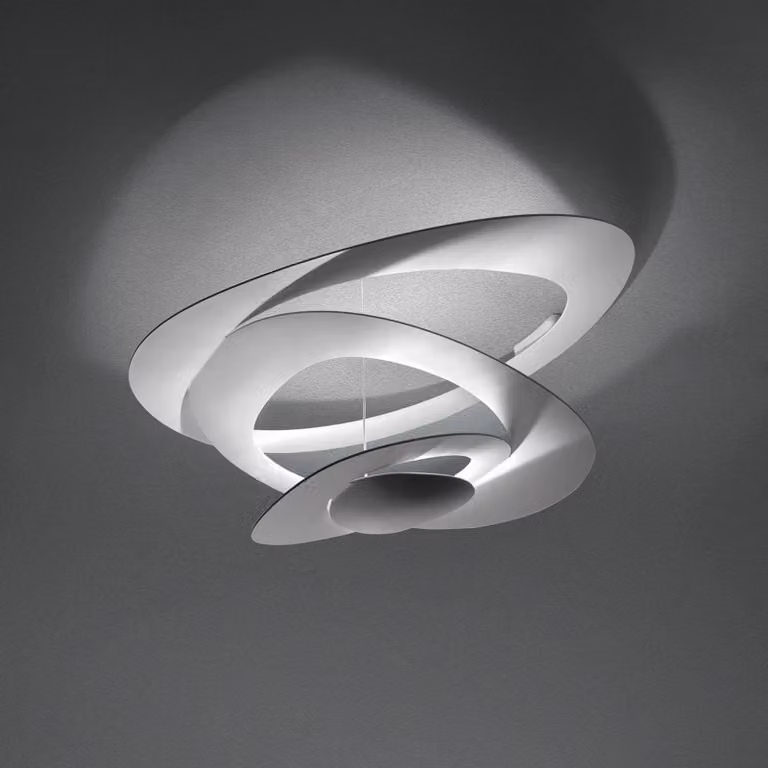 Artemide Plafoniera di design Pirce, dimmerabile, Bianco / Opale, Soggiorno / Sala da pranzo, Alluminio, Design, Plafoniera