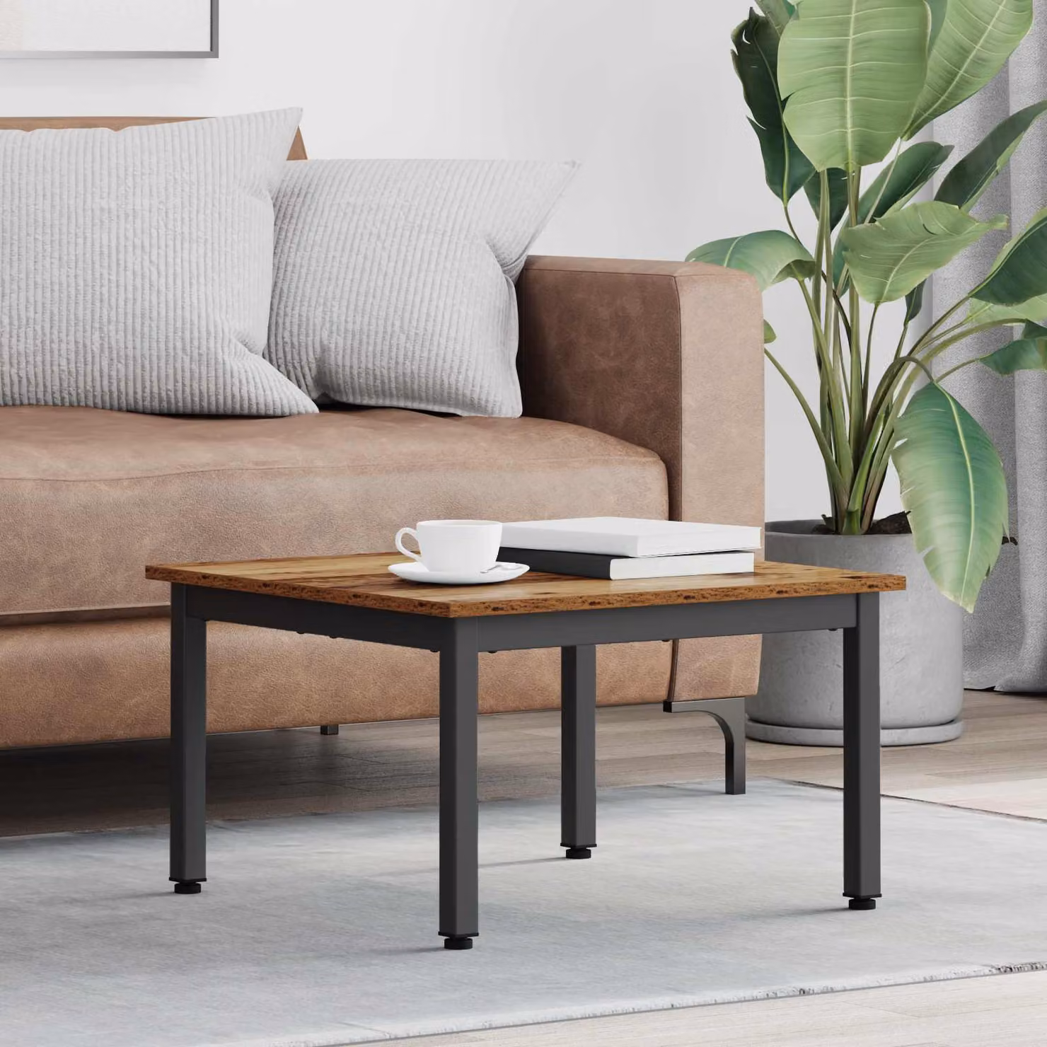 vidaXL Tavolino da salotto moderno in legno marrone L/P/H: 60 x 60 x 36 cm