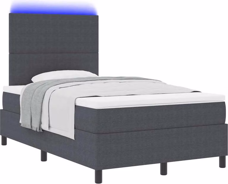 Letto a Sorgente LED Grigio Scuro e Bianco 120 x 190 cm