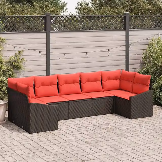 Set di divani 7 pz Marrone polyrattan 3346874