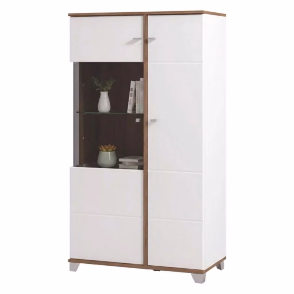 Mobile Espositore Vetrina DMORA con 4 Ripiani e Ante in Vetro, Bianco, H 143 x L 78.5 x P 40 cm – 2