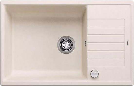 Ampio lavabo in granito bianco con scarico - facile da pulire - larghezza 60 cm