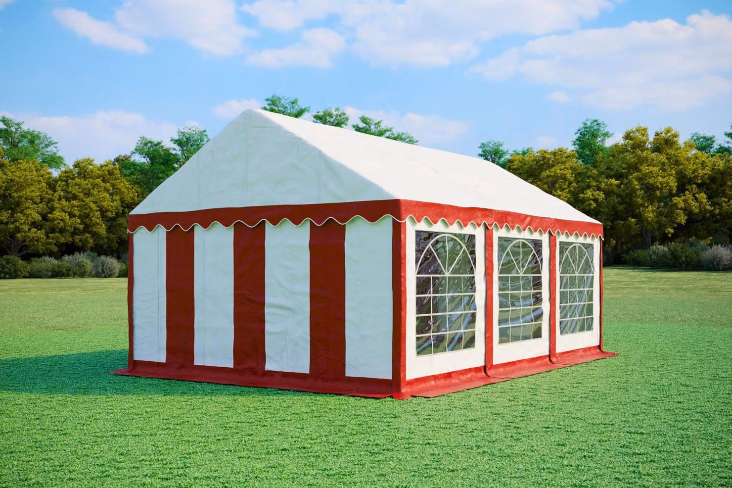 Tenda per feste 4x6 metri, PVC PREMIUM, 500 g/m² - Rosso e bianco