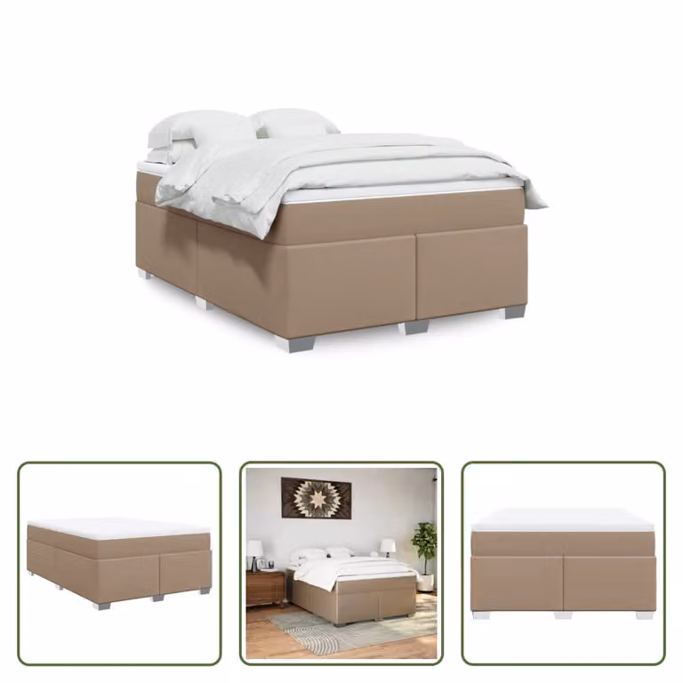 The Living Store Letto a molle insacchettate Materasso Cappuccino-Marrone 140x200cm Similcuoio