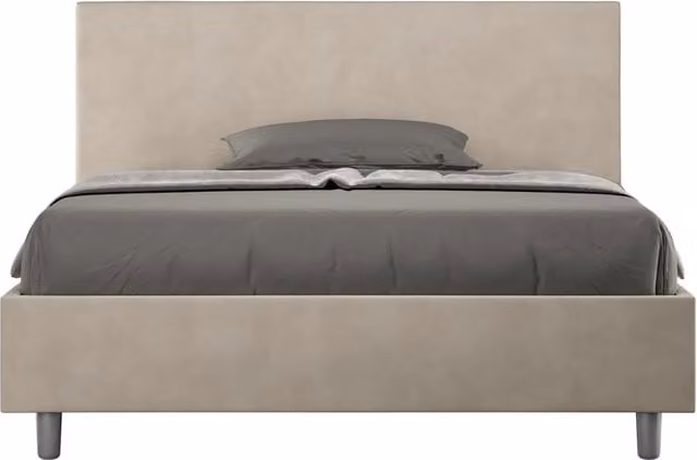 Letto Matrimoniale Moderno GIORDANOSHOP con Cassetti e Struttura Imbottita in Microfibra Beige L/P/H: 200 x 200 x 106 cm