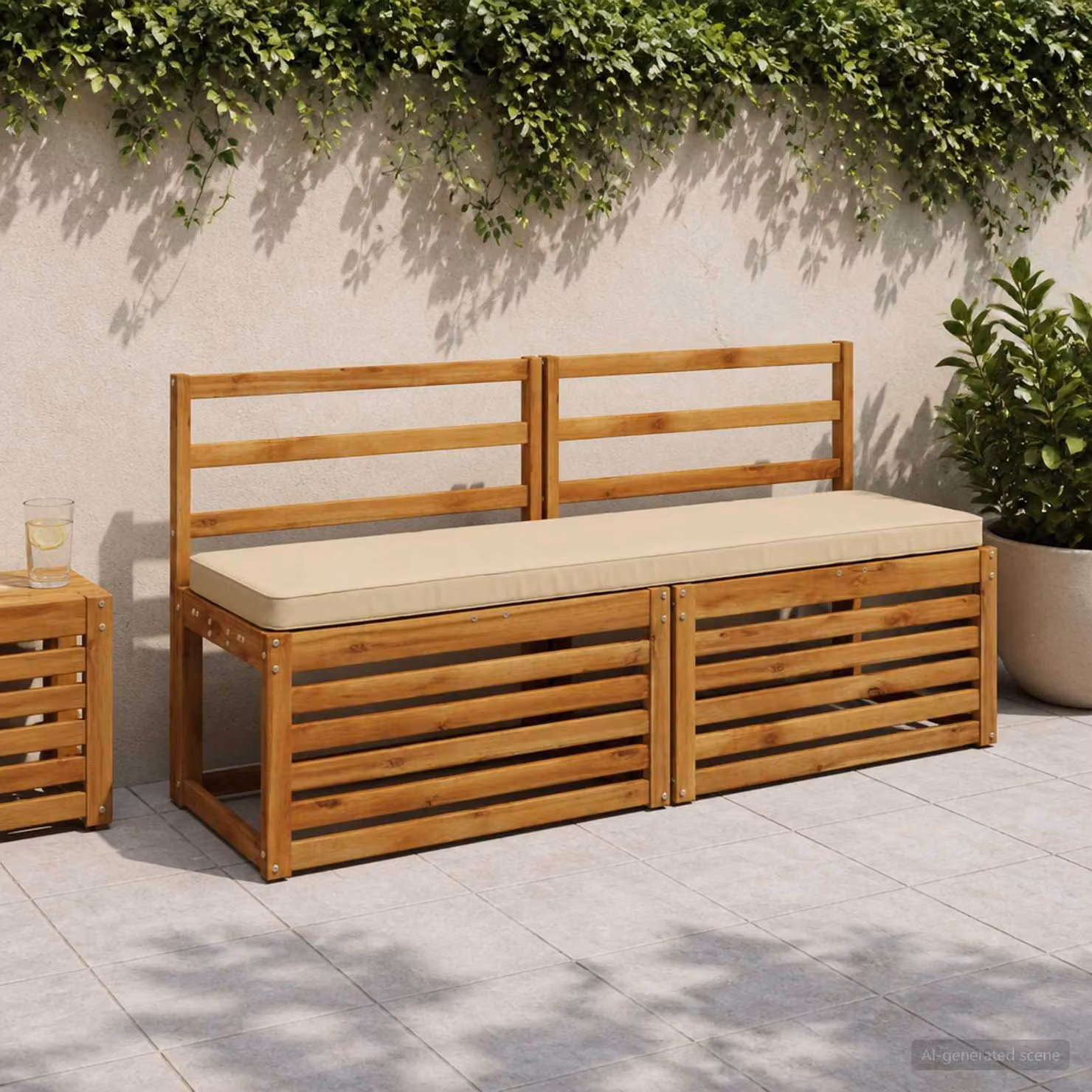 Set di 2 cuscini per panchina vidaXL VUGHT in poliestere beige con rivestimento rimovibile e resistente ai raggi UV