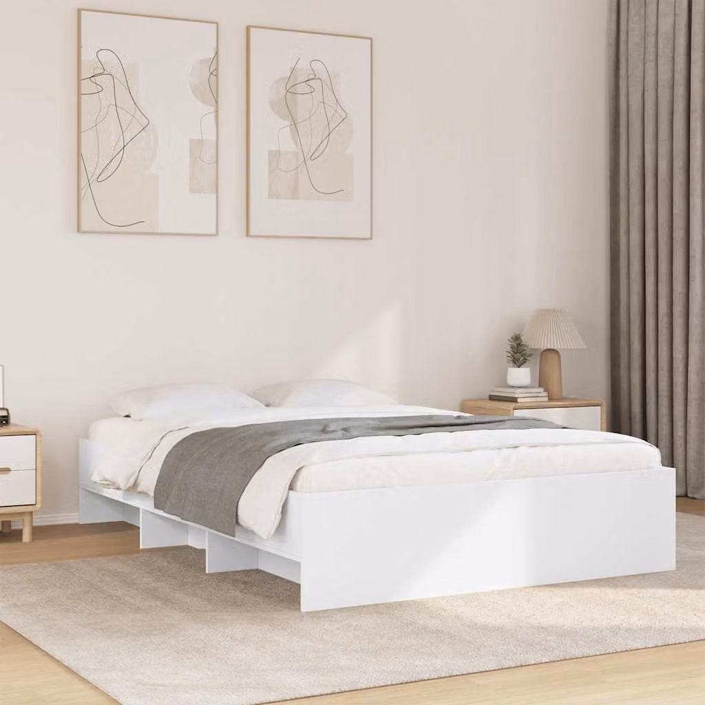 Giroletto vidaXL Bianco in Legno Multistrato con Listelli Fissi L: 120 cm, P: 200 cm, H: 123 cm