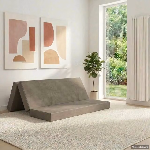 Divano Letto Pieghevole Moderno vidaXL Grigio con Struttura Imbottita L: 160 cm, P: 67 cm, H: 45 cm