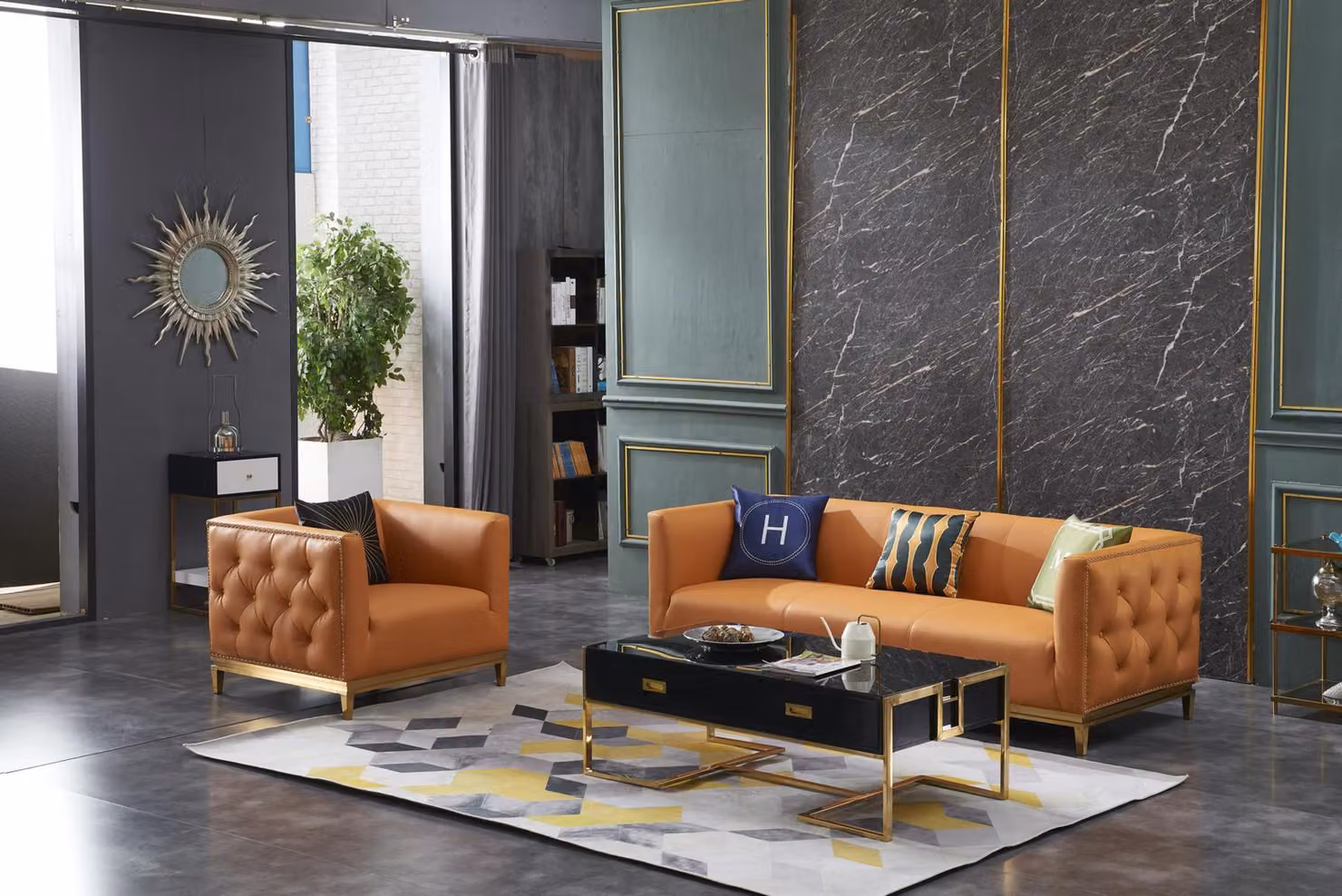 Klassische Sofa Couch Polster 3+1 Sitzer Couchen Leder Sitz Garnitur Wohnzimmer