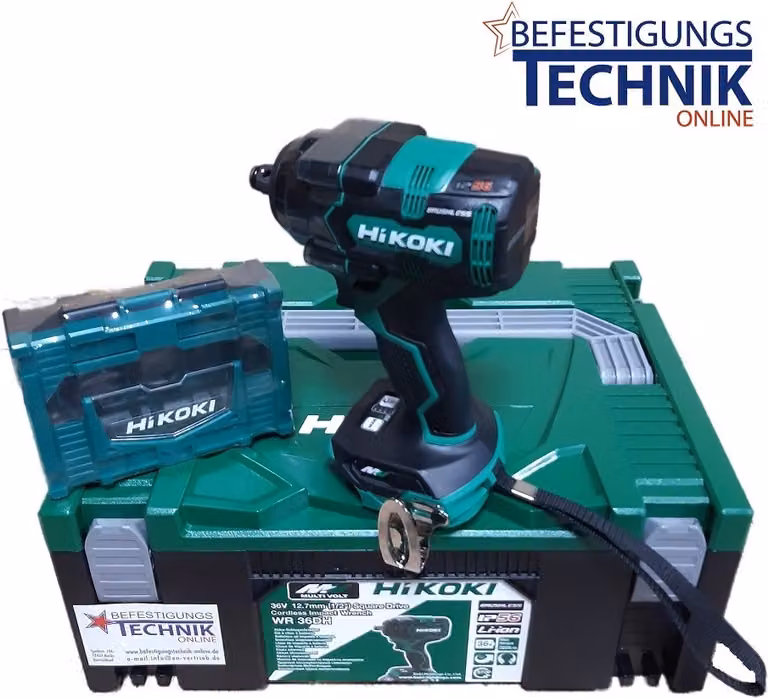 HiKoki 36V Multi Volt avvitatore a impulsi a batteria 1/2" WR36DH DE + cassetta per dadi in HSC II