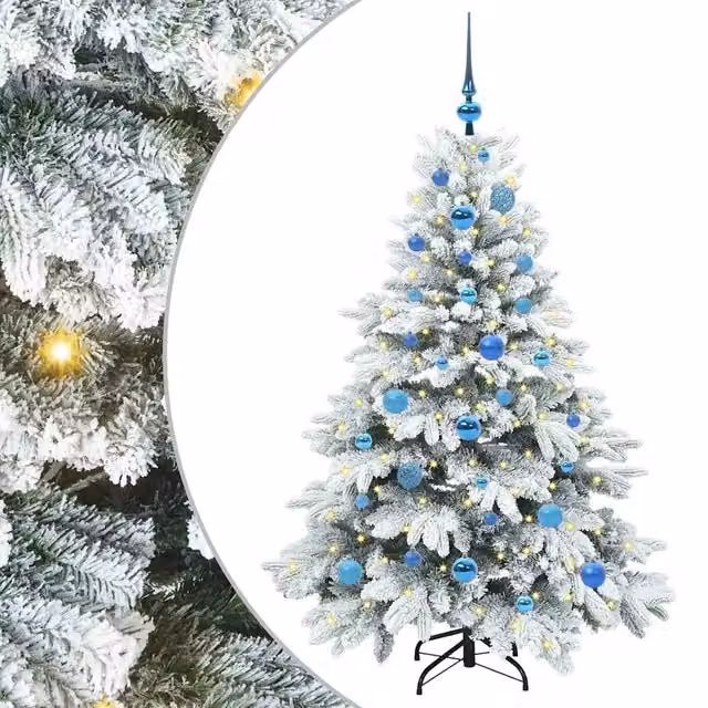 Albero di Natale artificiale moderno vidaXL bianco con 150 LED luce bianca calda, Altezza: 150 cm – 1