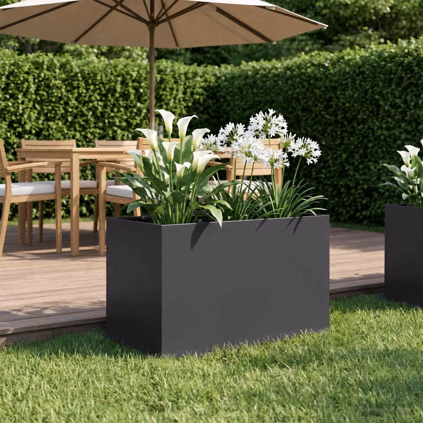 Vaso da giardino vidaXL in acciaio nero L: 50 cm, P: 40 cm, H: 40 cm