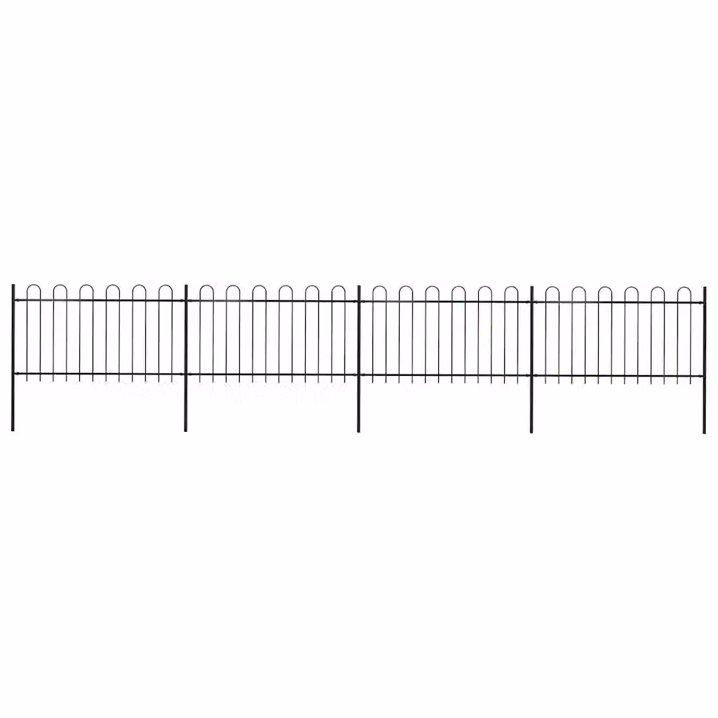 Recinzione da giardino vidaXL in acciaio nero con parte superiore ad anello L: 671 cm, H: 100 cm