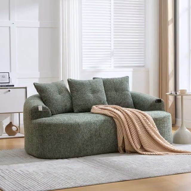 Divano 2 Posti con Cuscini in Tessuto Chenille ¨C Xylo ¨C Grigio