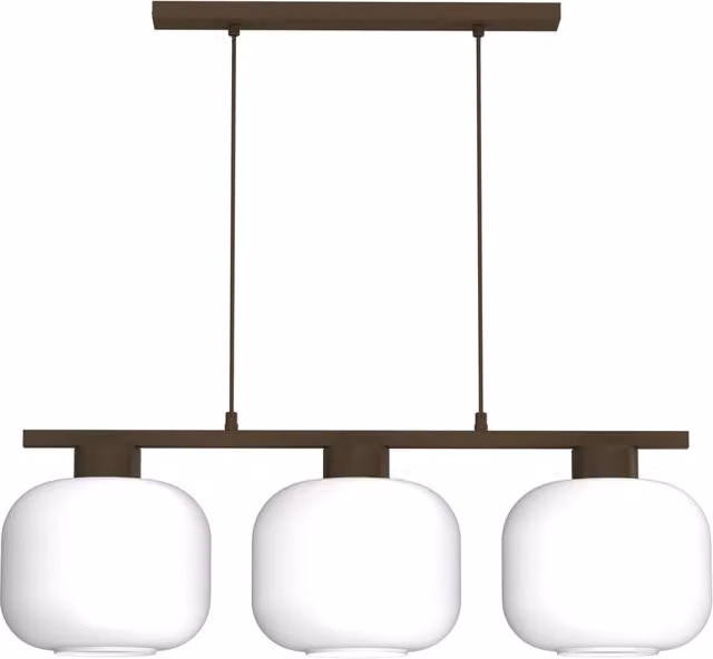 Lampada a sospensione moderna Galante Luminex in metallo e vetro, colore bianco e marrone, 3xE27
