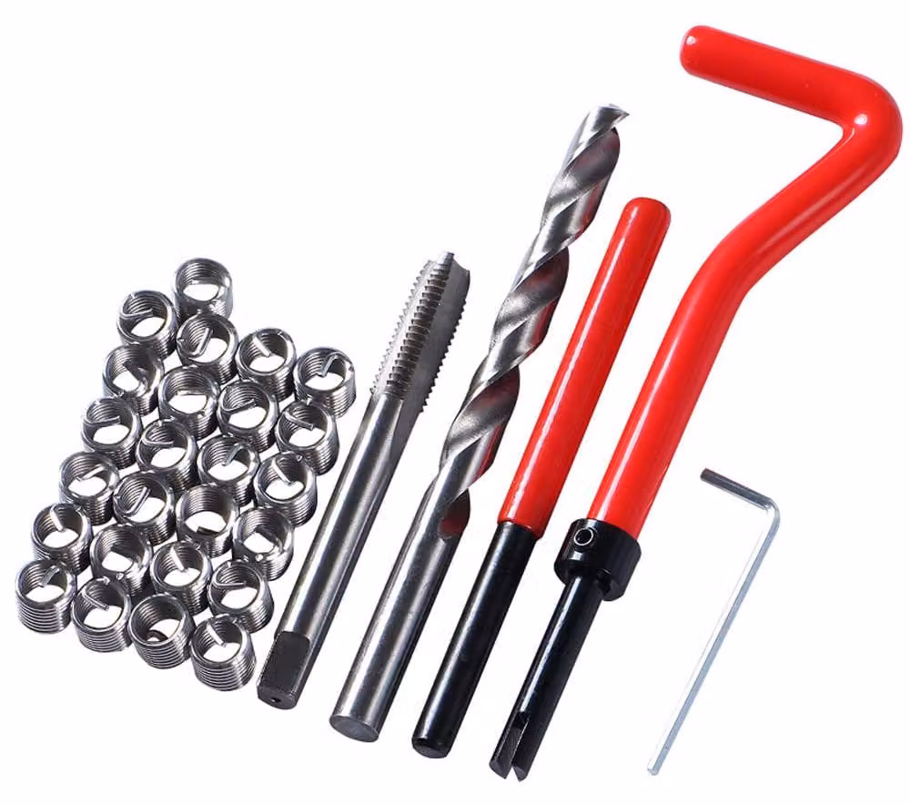 Kit di riparazione filettatura, M8x1,25 mm, composto da 30 pezzi, in acciaio inossidabile, per la riparazione di componenti automobilistici