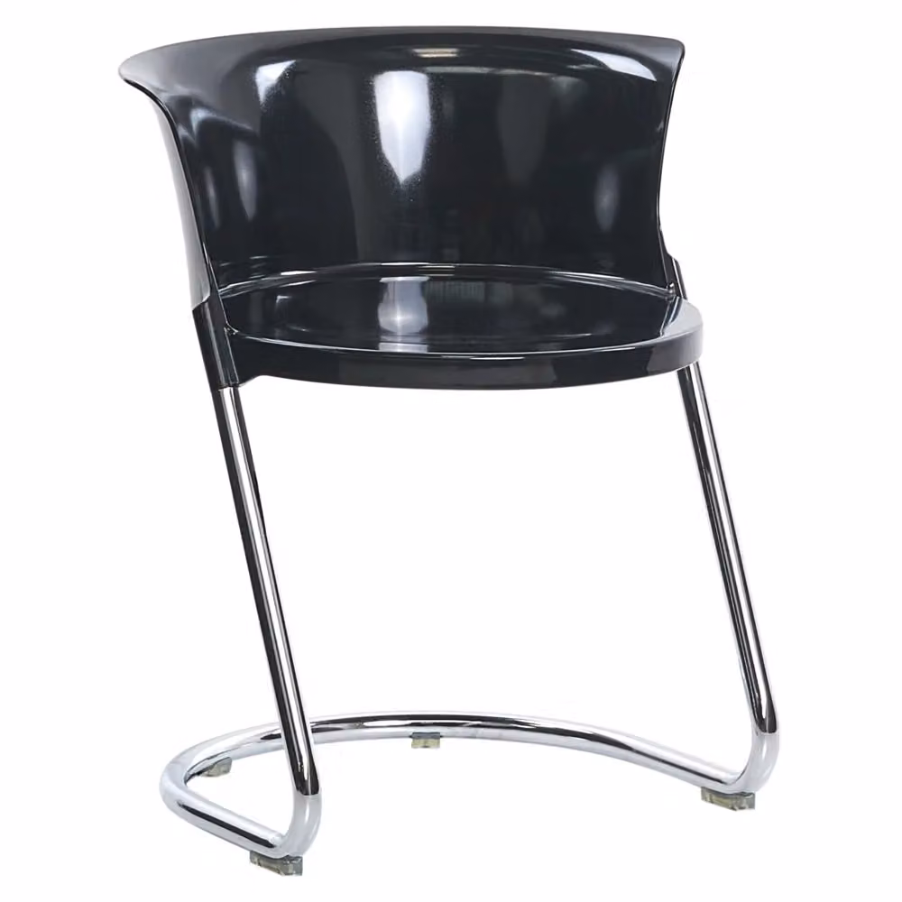 Set di 2 sedie da pranzo BELIANI in ecopelle nera con gambe in metallo argento e base cantilever in stile moderno per cucina e sala da pranzo – 2