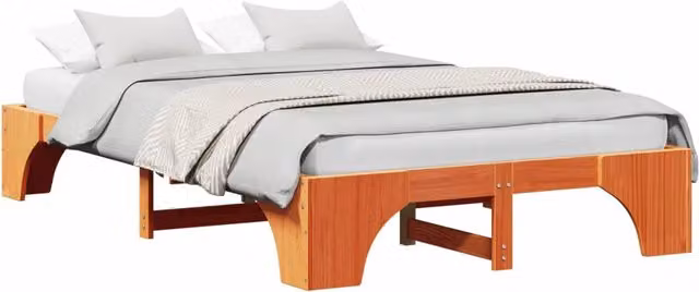 Letto matrimoniale | Letto per adulti | Struttura del letto Marrone cerato 120 x 190 cm Pino massello
