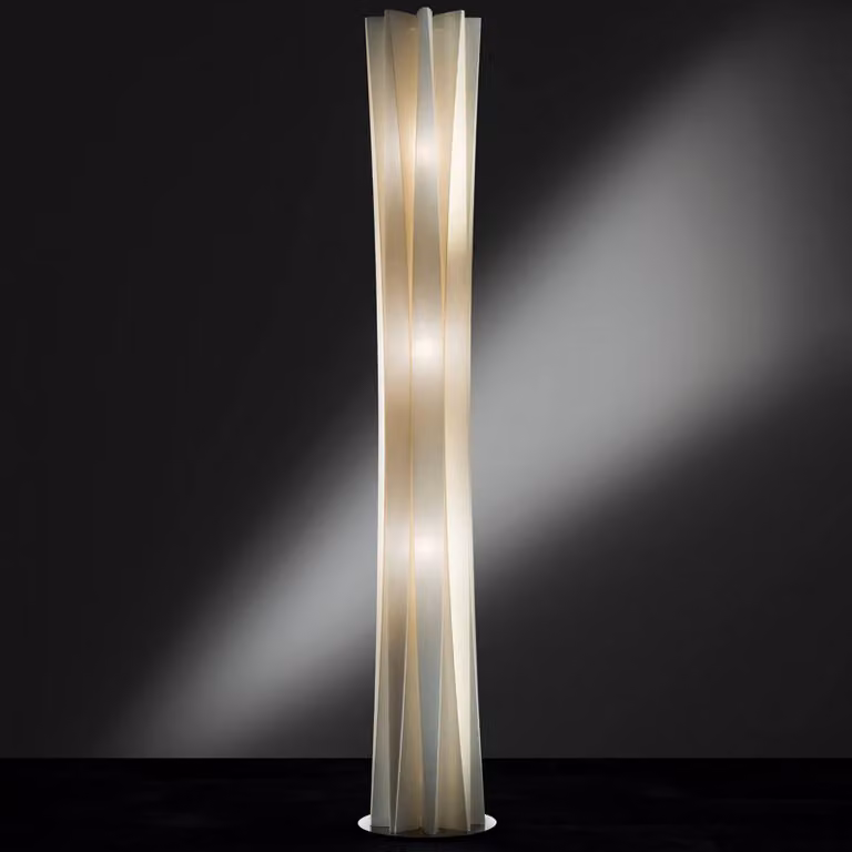 Slamp Lampada da terra di design Bach, dimmerabile, Ottone / Oro, Soggiorno / Sala da pranzo, Plastica, Design, Lampada da terra