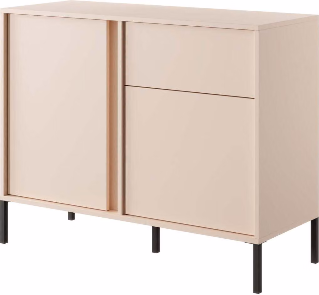 FURNLUX Credenza Dast Beige Und Black 103cm / Hauptfarbe: Beige / Dimensioni: 103 x 40 x 81 cm