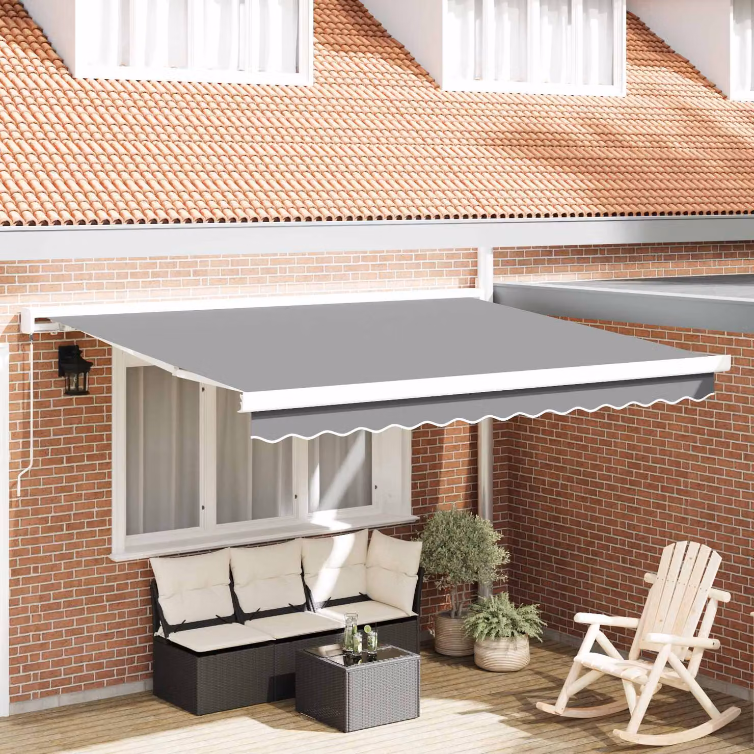 vidaXL Tendone manuale a parete in alluminio Bianco L: 300 cm, P: 237 cm