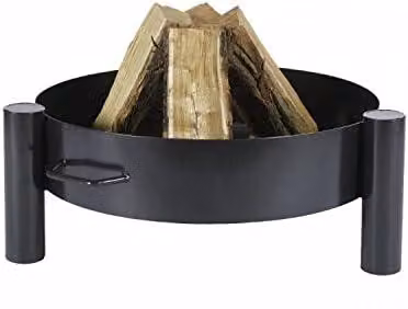 Bacinella per il fuoco, cesta per il fuoco, in acciaio nero, 70 x 30 cm
