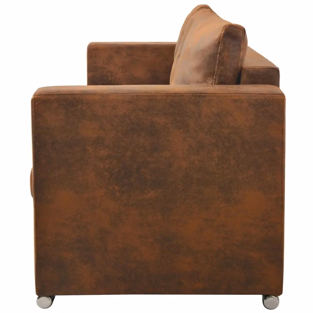 Divano a 3 posti moderno vidaXL in ecopelle marrone con struttura in legno e coperture rimovibili L: 191 cm, P: 73 cm, H: 82 cm – 2