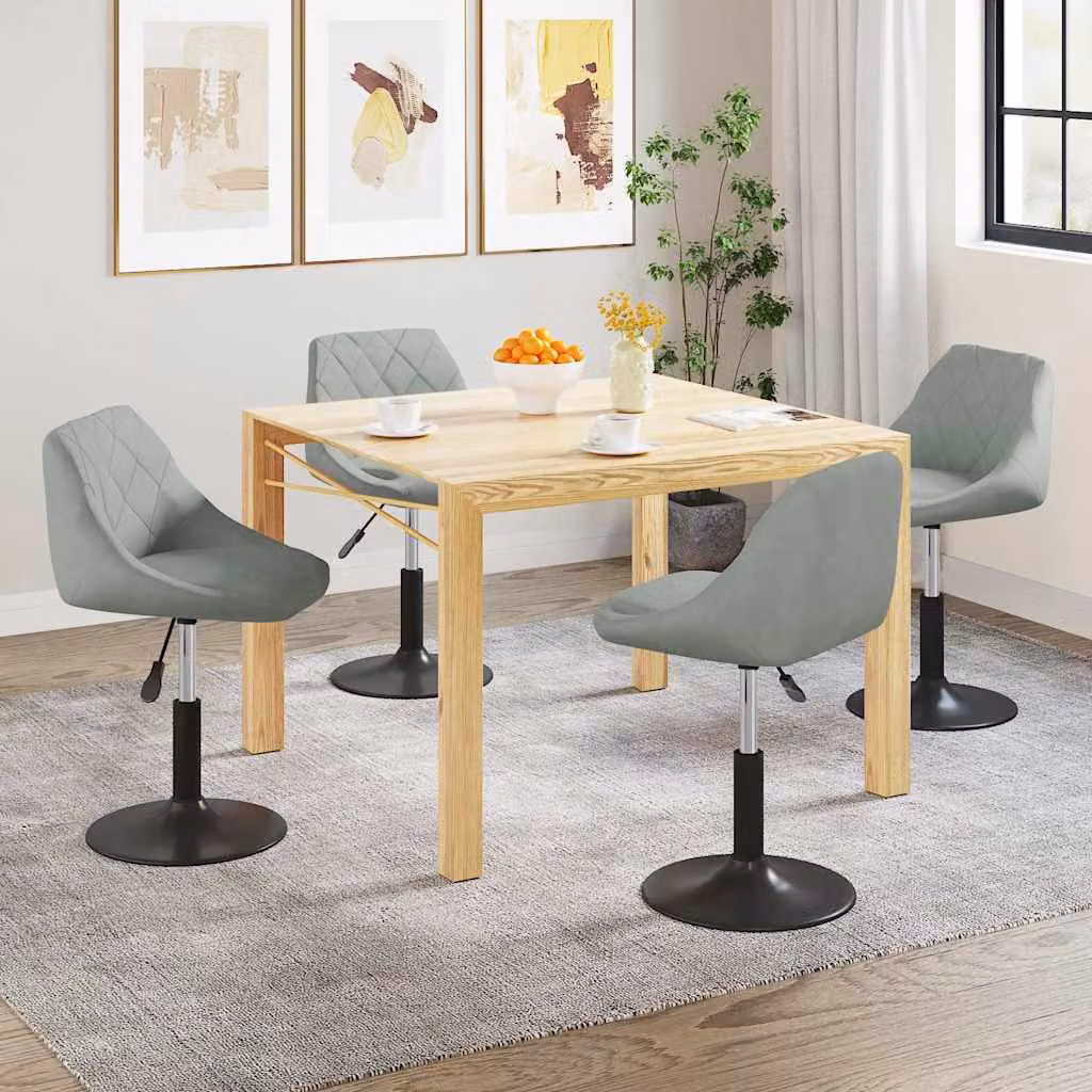 Set di 4 sedie da pranzo girevoli vidaXL in velluto grigio con design moderno e base in metallo