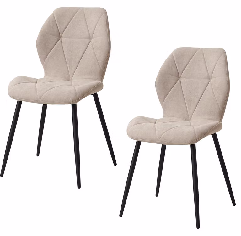 Sedie da pranzo - Set da 2 - Design moderno e minimalista - Struttura in metallo - Senza braccioli - Da montare autonomamente - Colore beige