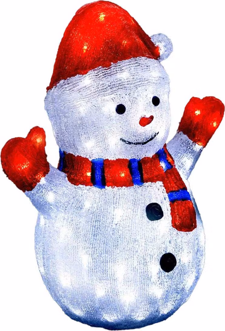 Pupazzo di neve decorativo natalizio con luci LED, 48 cm