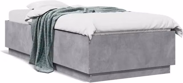 Letto singolo per adulti in legno multistrato color grigio cemento opaco L: 100 cm, P: 200 cm – 1