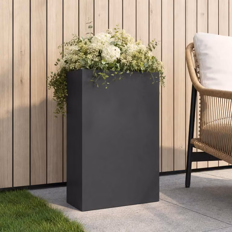 Vaso da giardino vidaXL in metallo colore antracite L: 40 cm, P: 20 cm, H: 75 cm
