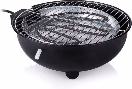 Griglia elettrica da tavolo rotonda con rivestimento antiaderente, nera