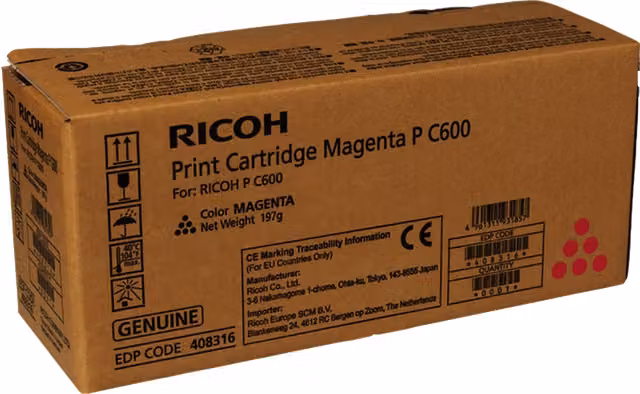 Ricoh 408316 cartuccia toner 1 pz Originale Magenta