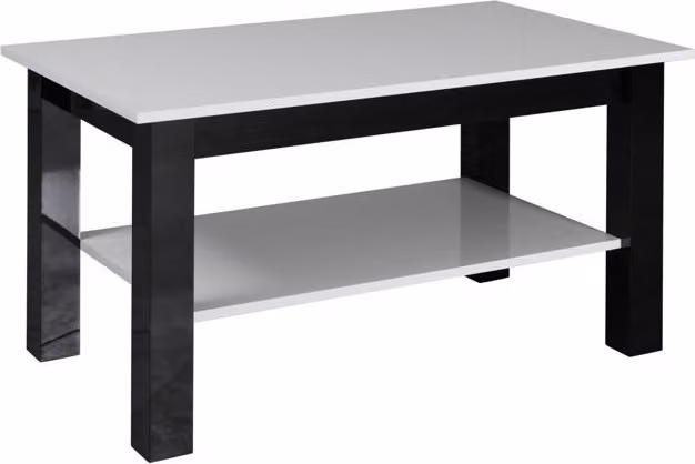 Tavolino con ripiano DASSEL 1 - nero lucido / bianco lucido