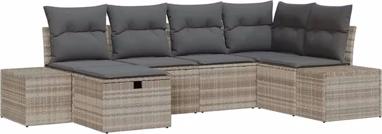 Set Divano da Giardino 6 pcs Grigio chiaro polyrattan