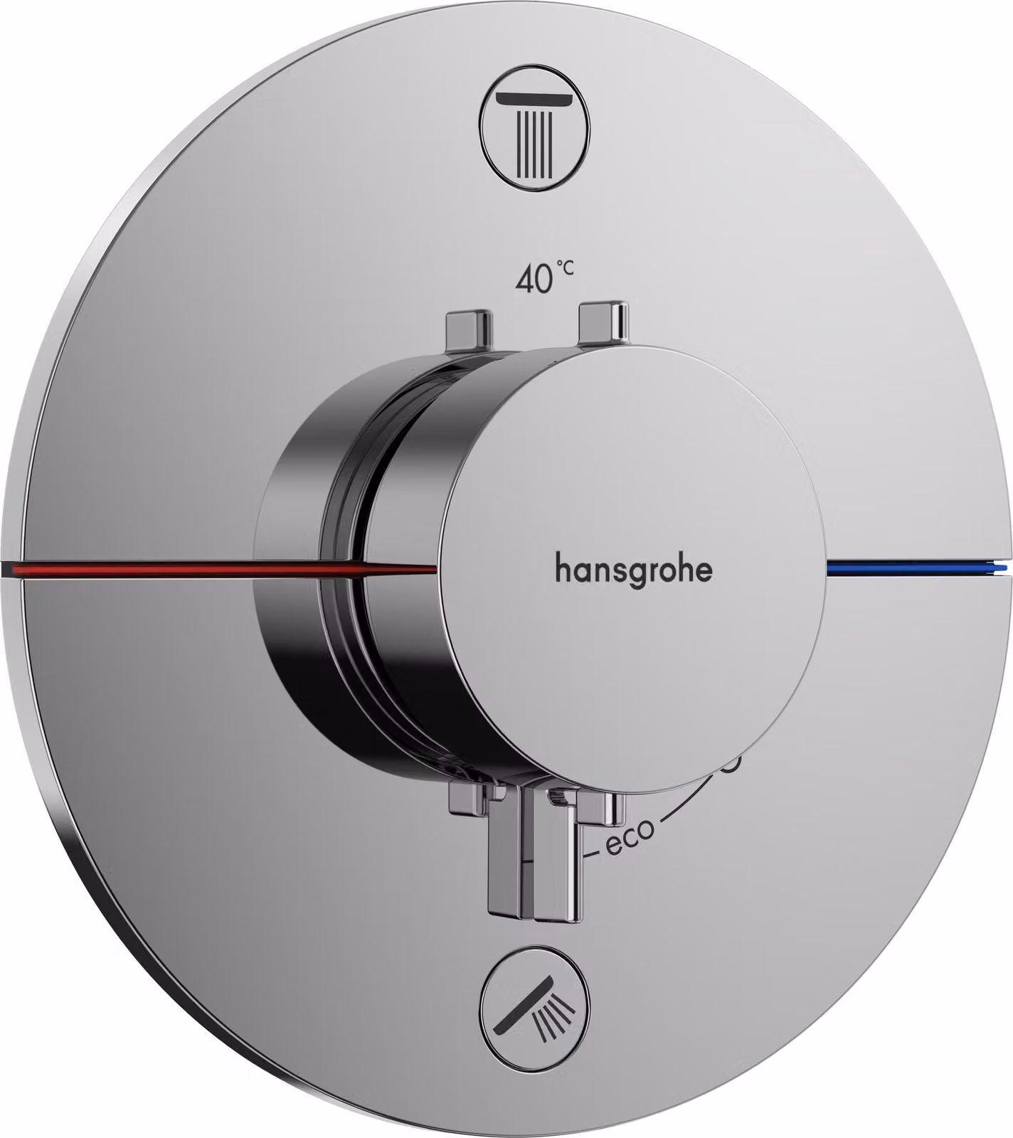 hansgrohe ShowerSelect Comfort S thermostat, encastré, 2 consommateurs, rosace ronde, avec combinaison de sécurité, 15556000, 15556000