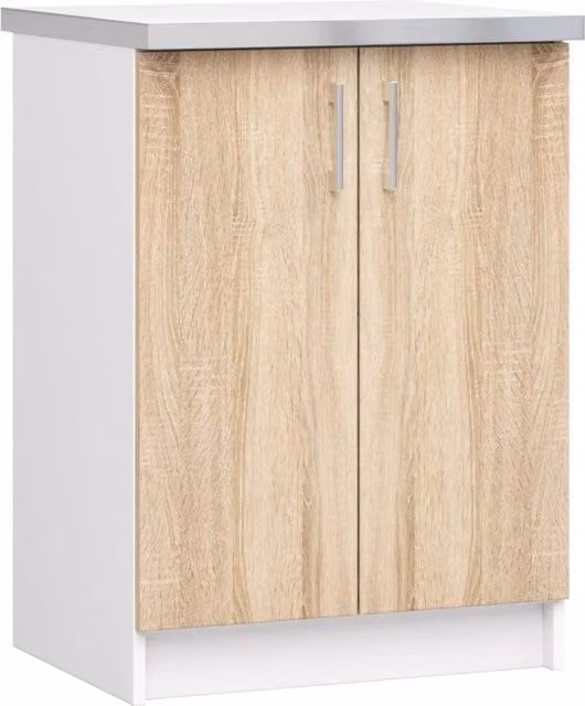 Mobile cucina modulare AKORD LIMA con piano di lavoro, 2 ante, Bianco e Sonoma Quercia, L/P/H: 60 x 44,5 x 82 cm