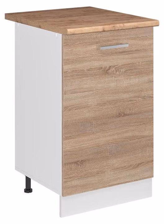 Mobiletto base cucina Vicco R-Line Sonoma/Bianco 50 cm piano di lavoro Rovere dorato, Model 70165