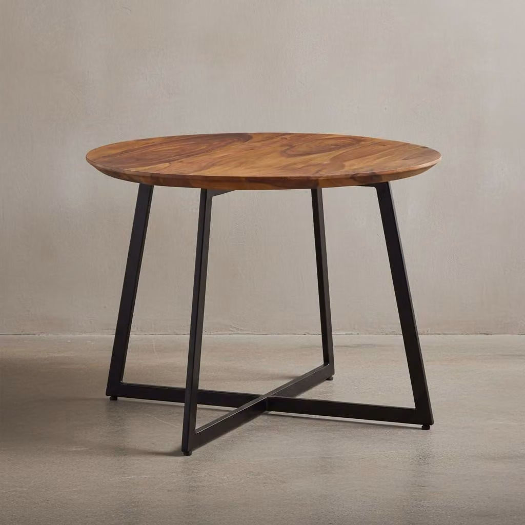 Tavolino da salotto 60x60x45 cm in legno massello di sheesham / metallo Tavolino rotondo, tavolino da salotto di design Tavolino da caffè massiccio, tavolino piccolo Tavolino da salotto moderno