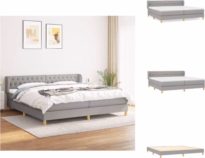 vidaXL Letto a molle con materasso grigio chiaro 200x200 cm in tessuto - Letti & strutture letto