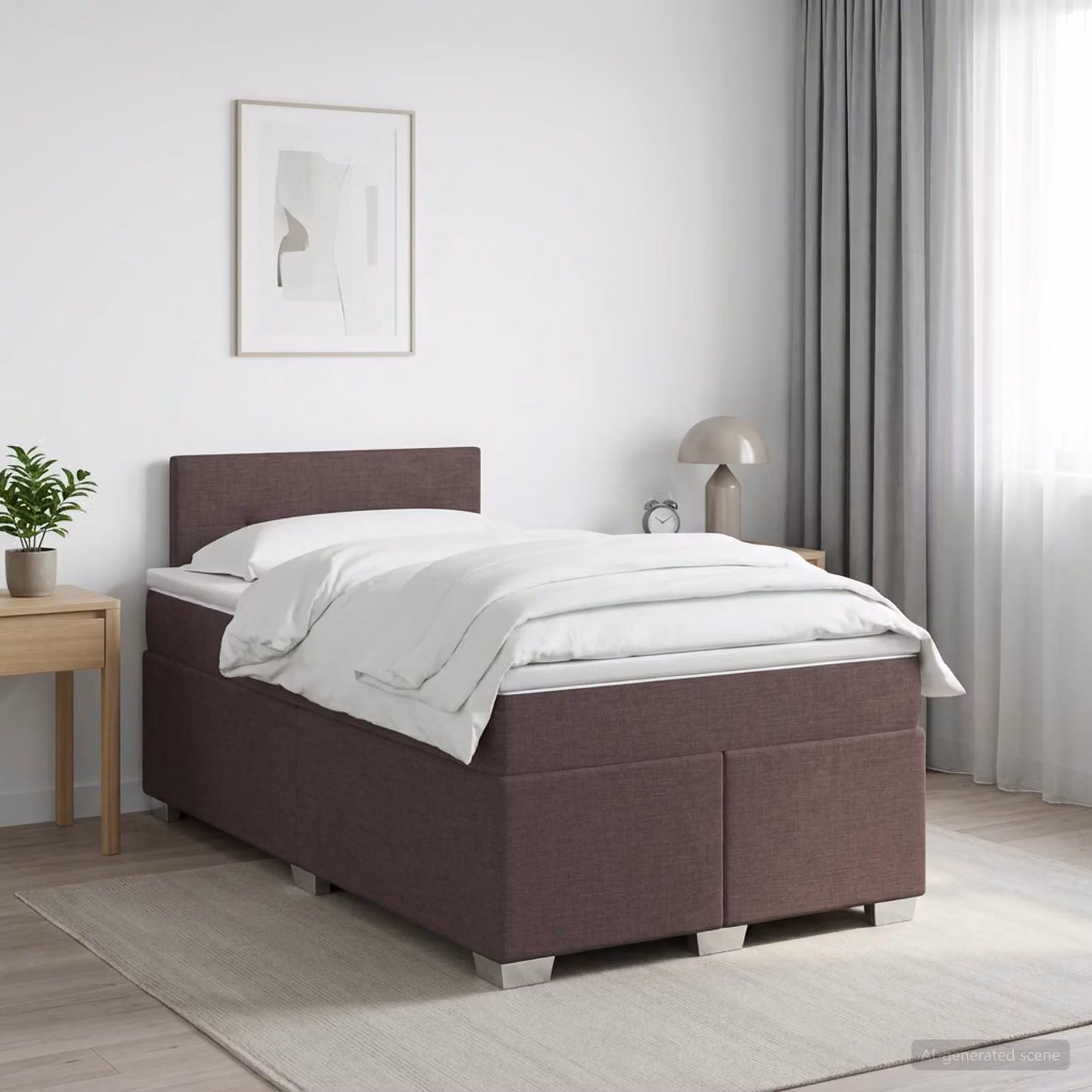 Letto box spring con materasso ibrido vidaXL in marrone e bianco L/P: 120 x 200 cm