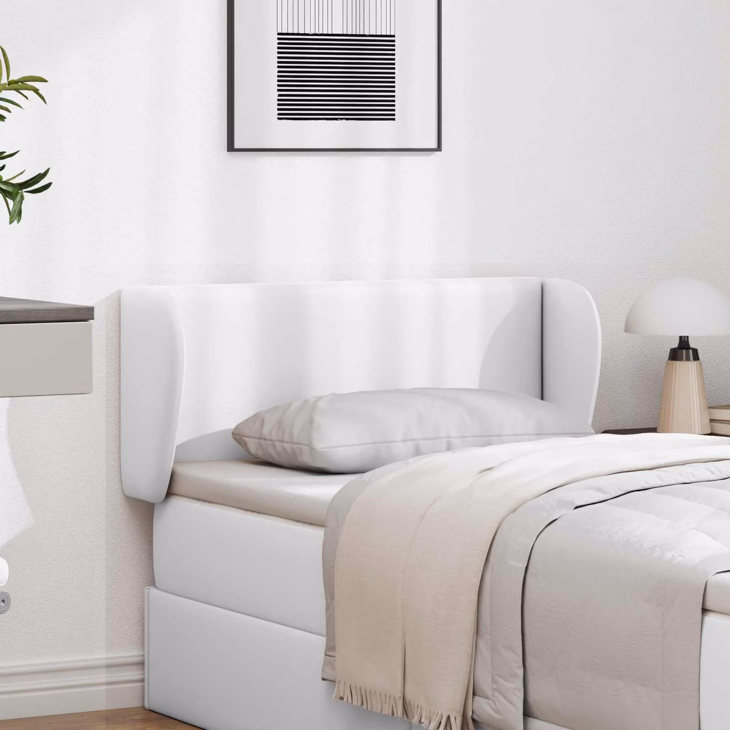 Pannello per testata del letto imbottito vidaXL in ecopelle bianca per camera da letto