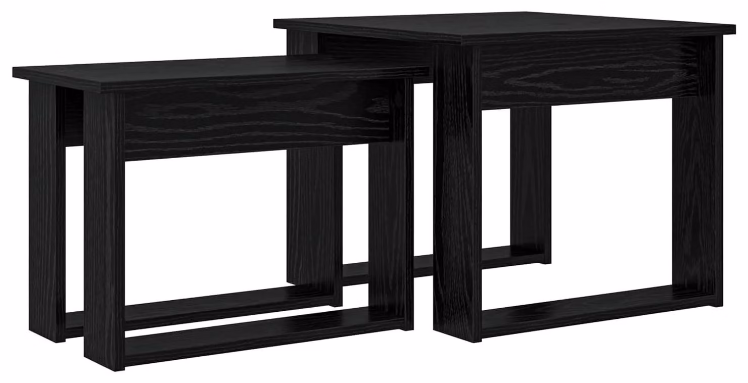 Set di 2 tavolini da salotto moderni, effetto legno nero