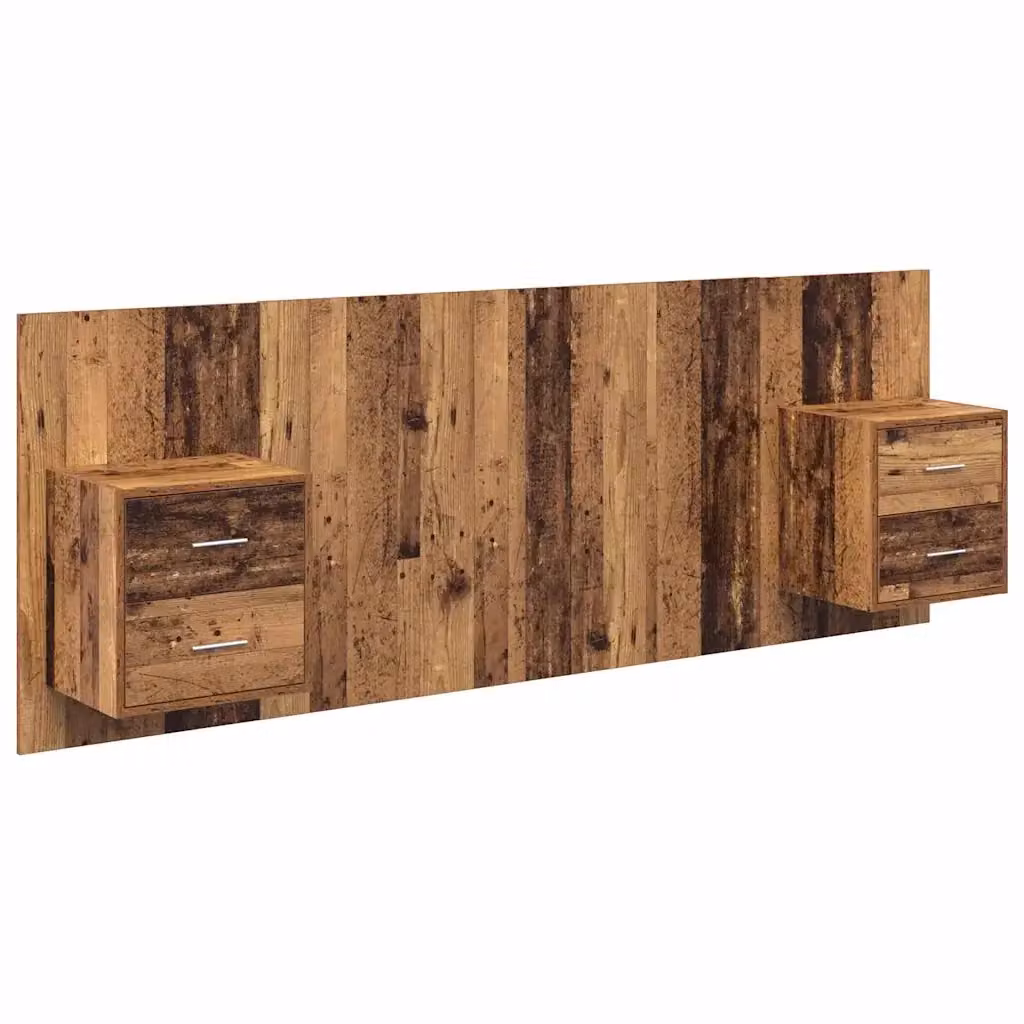 Set di 3 pezzi Testata con Comodini e Mensole da Parete vidaXL in Legno Ingegnerizzato Marrone Opaco – 2