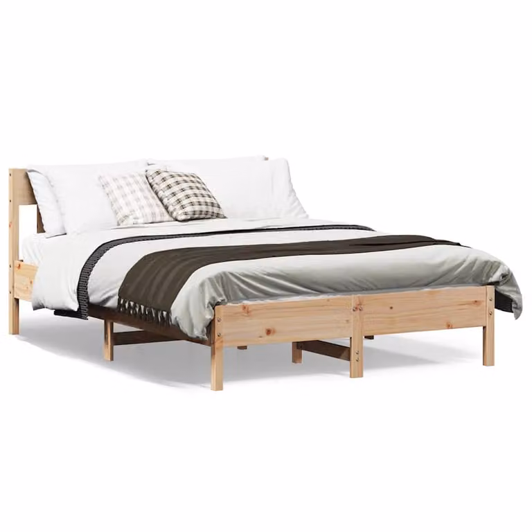 vidaXL Letto in legno massello di pino marrone stile rustico L/P: 150 x 200 cm